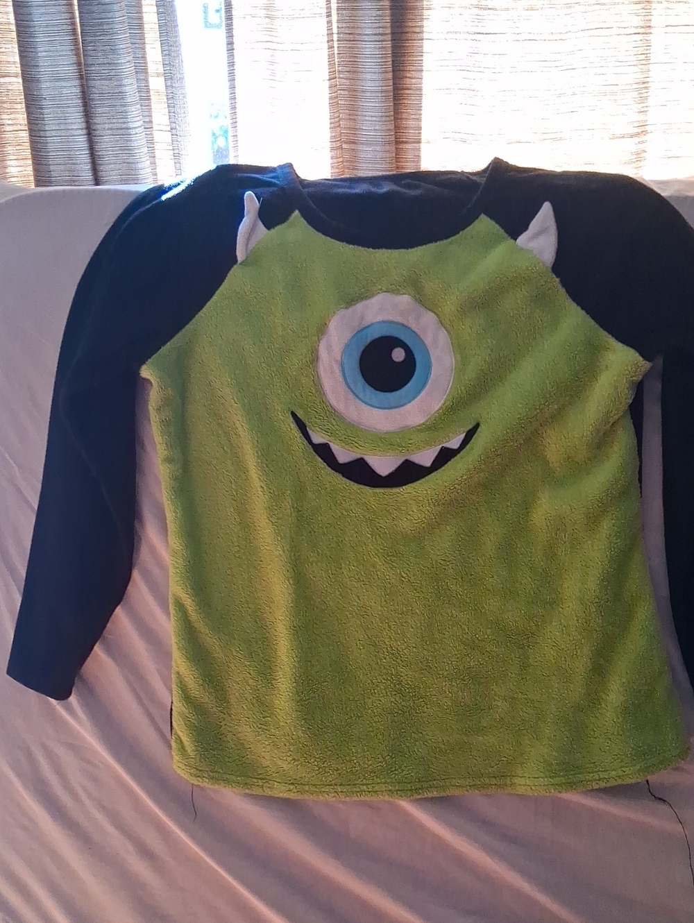 Disney Boys Green and Black Mike Wazowski Fuzzy Sweater